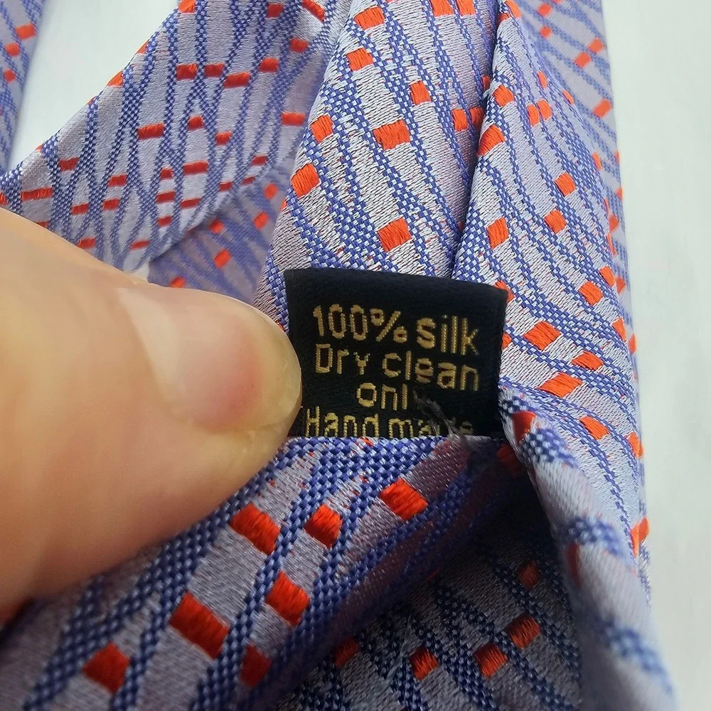 Zilli Textured Silk Tie Lavender Blue Orange Geometric‎ Handmade France Luxury